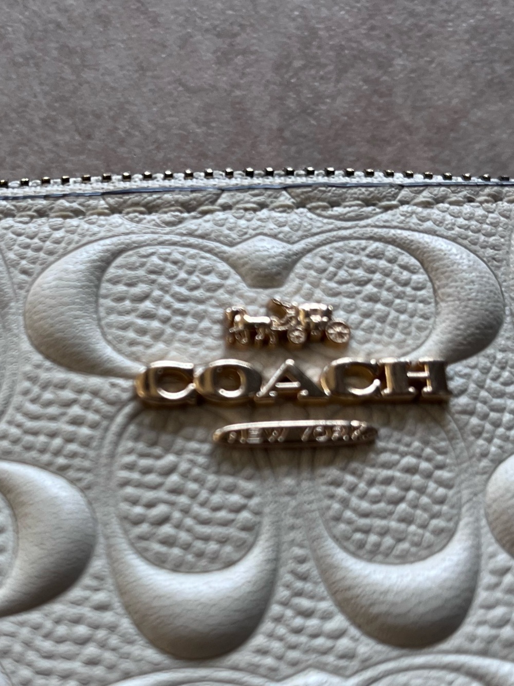 Coach White Embossed Signature Wristlet with Charm - Picture 5 of 6